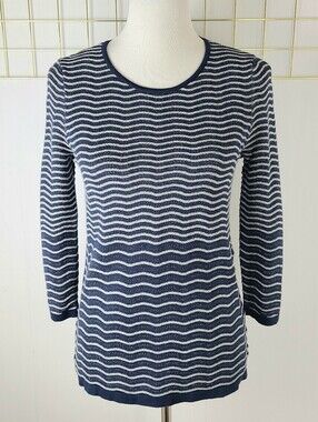 Edinburgh Knitwear Pima Cotton Swirl Striped Pullover Sweater